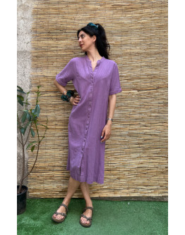 Vintage λινό λιλά φόρεμα maxi XL