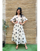 Vintage dress with embroidery maxi XS