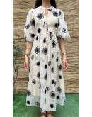 Vintage dress with embroidery maxi XS