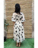 Vintage dress with embroidery maxi XS