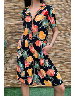 Vintage floral playsuit M-L