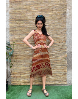 Vintage printed dress midi L