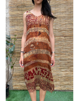 Vintage printed dress midi L