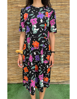 Vintage midi floral dress L-XL