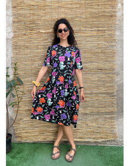 Vintage midi floral dress L-XL
