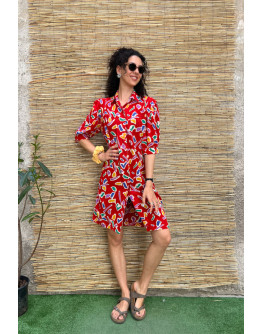 Vintage silk printed dress mini XL