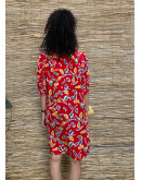 Vintage silk printed dress mini XL