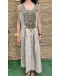 Vintage linen tyrol dress with suede details maxi XL
