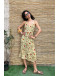 Vintage silk printed dress midi XL