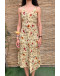 Vintage silk printed dress midi XL