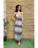 Vintage printed dress with shiny details maxi S
