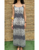 Vintage printed dress with shiny details maxi S