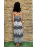 Vintage printed dress with shiny details maxi S