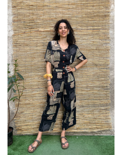 Vintage printed jumpsuit XL