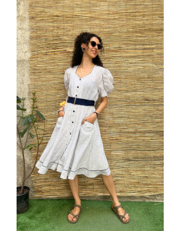 Vintage polka dot dress midi L