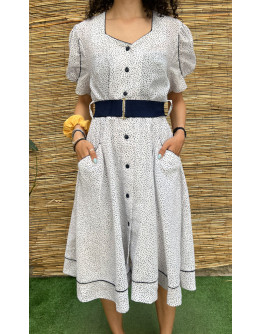 Vintage polka dot dress midi L