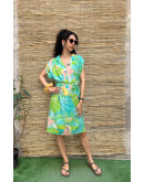 Vintage printed dress midi L