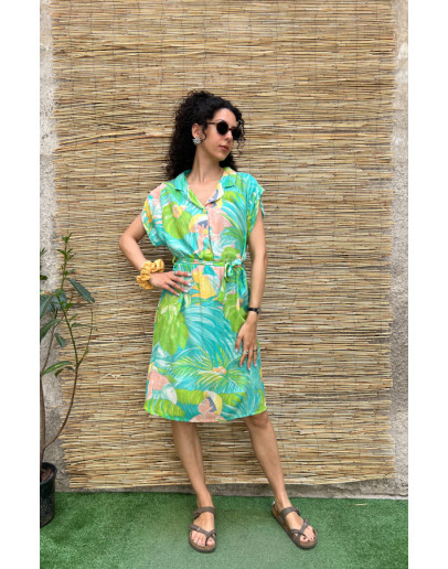 Vintage printed dress midi L