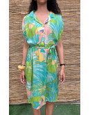 Vintage printed dress midi L