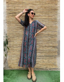 Vintage printed dress midi L