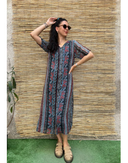 Vintage printed dress midi L