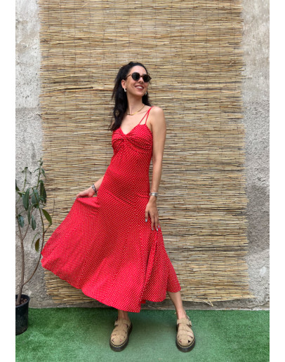 Vintage polka dot dress maxi S