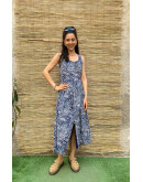 Vintage printed dress midi M