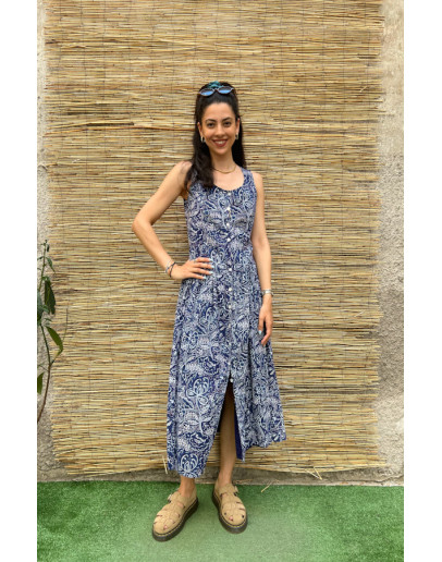 Vintage printed dress midi M