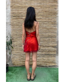 Vintage red dress with embroidery mini S
