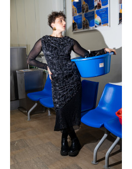 Vintage φόρεμα με ασημί λεπτομέρειες S-M