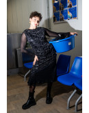 Vintage φόρεμα με ασημί λεπτομέρειες S-M