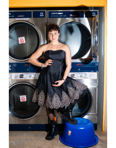 Vintage dress with shiny details S