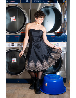 Vintage dress with shiny details S