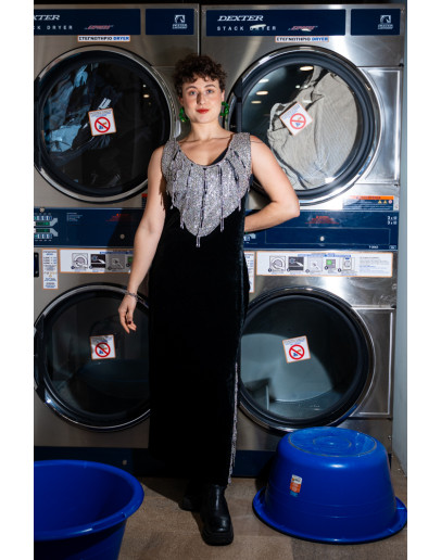 Vintage βελούδινο φόρεμα L