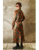 Vintage 80's silk printed dress midi ΧL