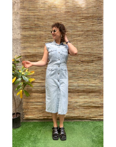 Vintage denim φόρεμα midi S