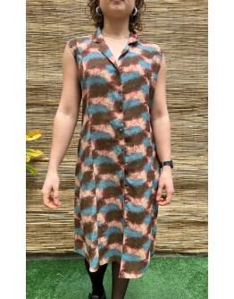 Vintage μεταξωτό εμπριμέ φόρεμα midi XXL