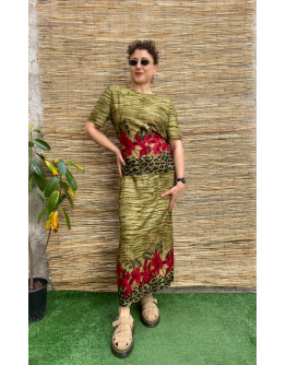 Vintage εμπριμέ φόρεμα maxi XXL