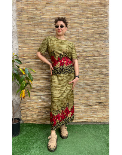 Vintage εμπριμέ φόρεμα maxi XXL