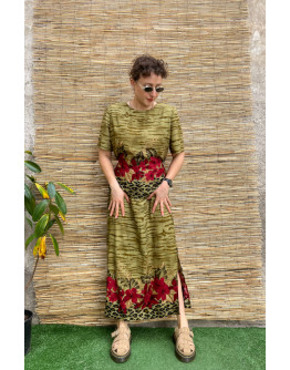 Vintage εμπριμέ φόρεμα maxi XXL