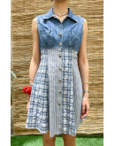 Vintage denim καρό φόρεμα mini Μ
