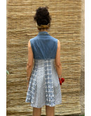 Vintage denim καρό φόρεμα mini Μ