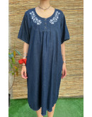 Vintage denim φόρεμα με κεντημένες λεπτομέρειες midi Oversized