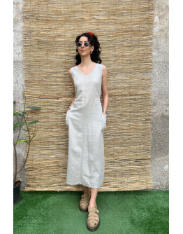 Vintage λινό φόρεμα maxi XL