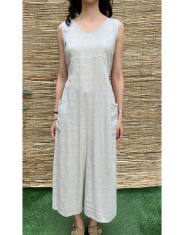 Vintage λινό φόρεμα maxi XL