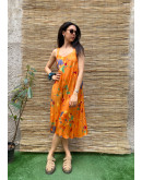Vintage printed dress midi L