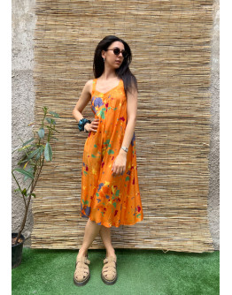 Vintage printed dress midi L