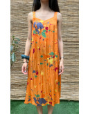 Vintage printed dress midi L