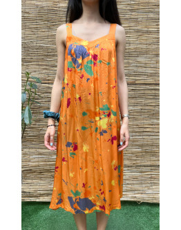 Vintage printed dress midi L