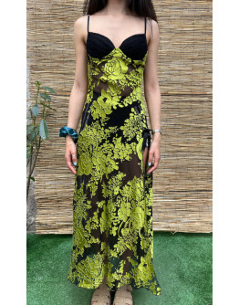 Vintage Y2K see through φορεμα με σκίσιμο maxi S